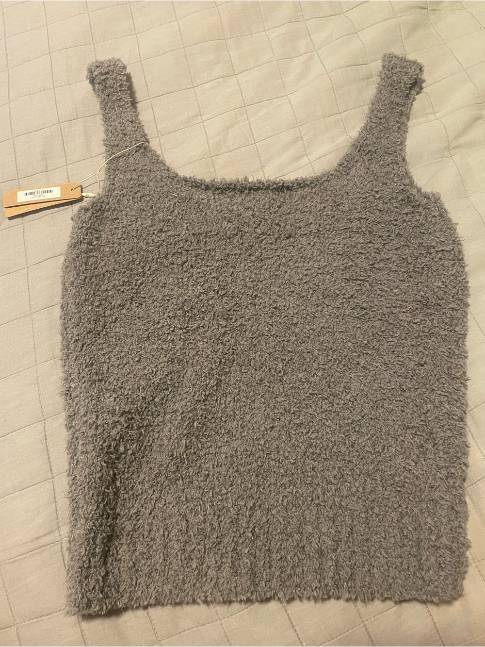 NWT SKIMS Fuzzy Cozy Knit Tank Top in Gray - Picture 2 of 4